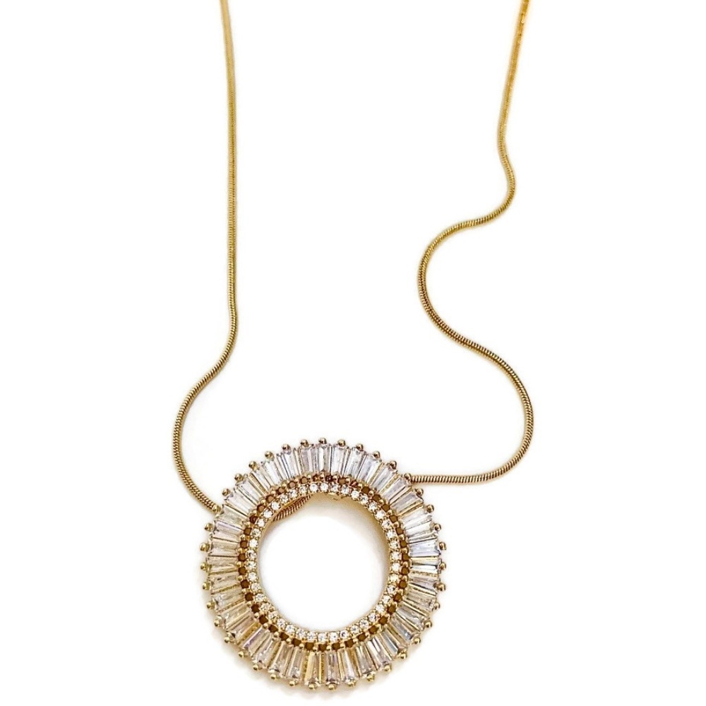 Ola cz Pendant Necklace  18Kts Gold Plated Chain - Picture 3 of 5
